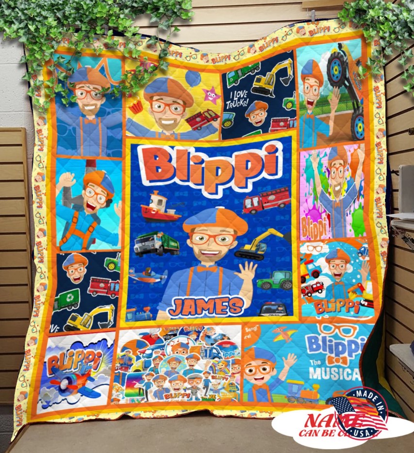 Personalized Blippi Quilt Blanket Blippi Birthday Party Gift Blippi Baby Blanket Custom Blippi Blanket